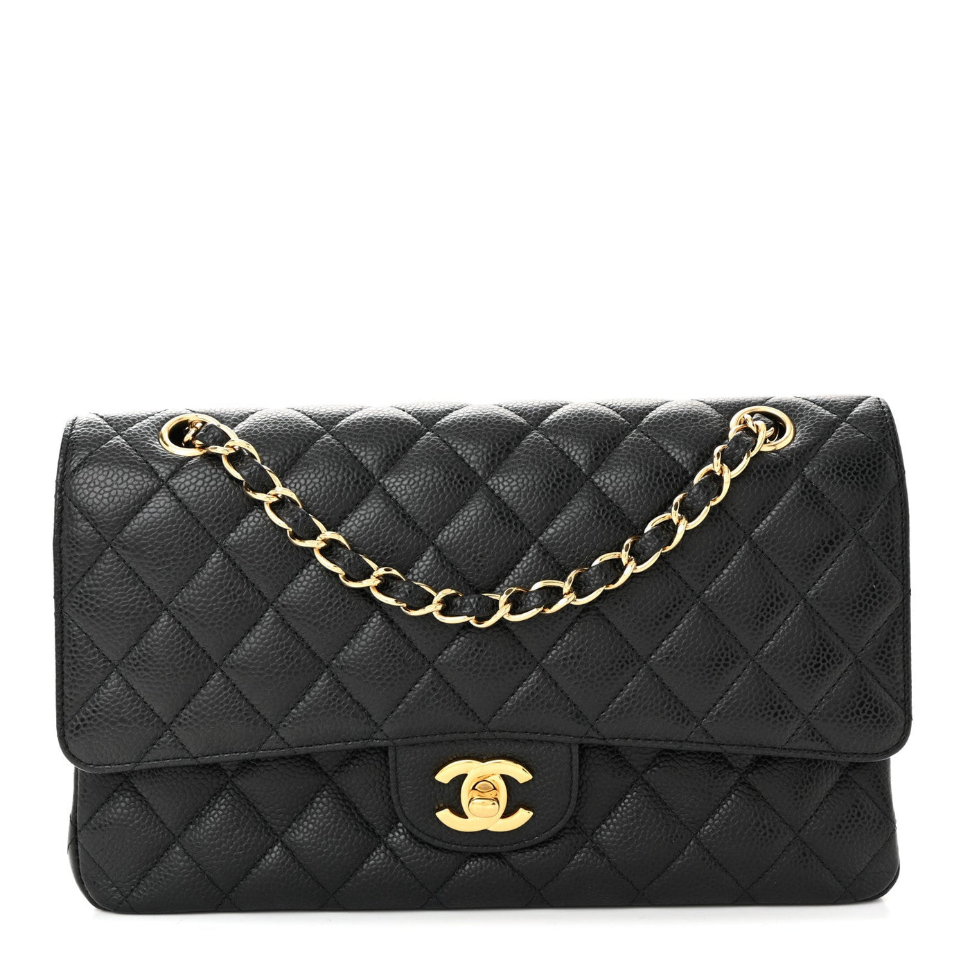 Chanel Double Flap Bag Medium Black Caviar