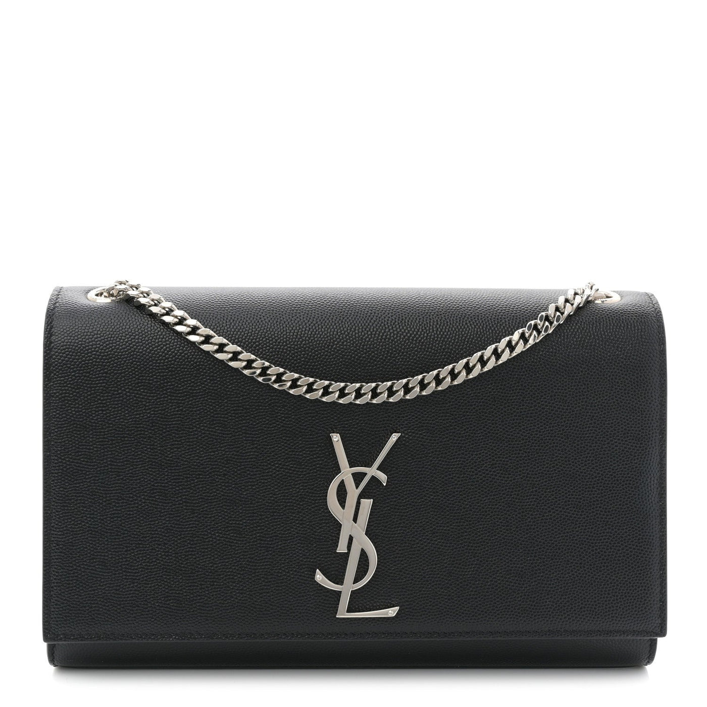 Saint Laurent Medium Kate Satchel Black Grain de Poudre