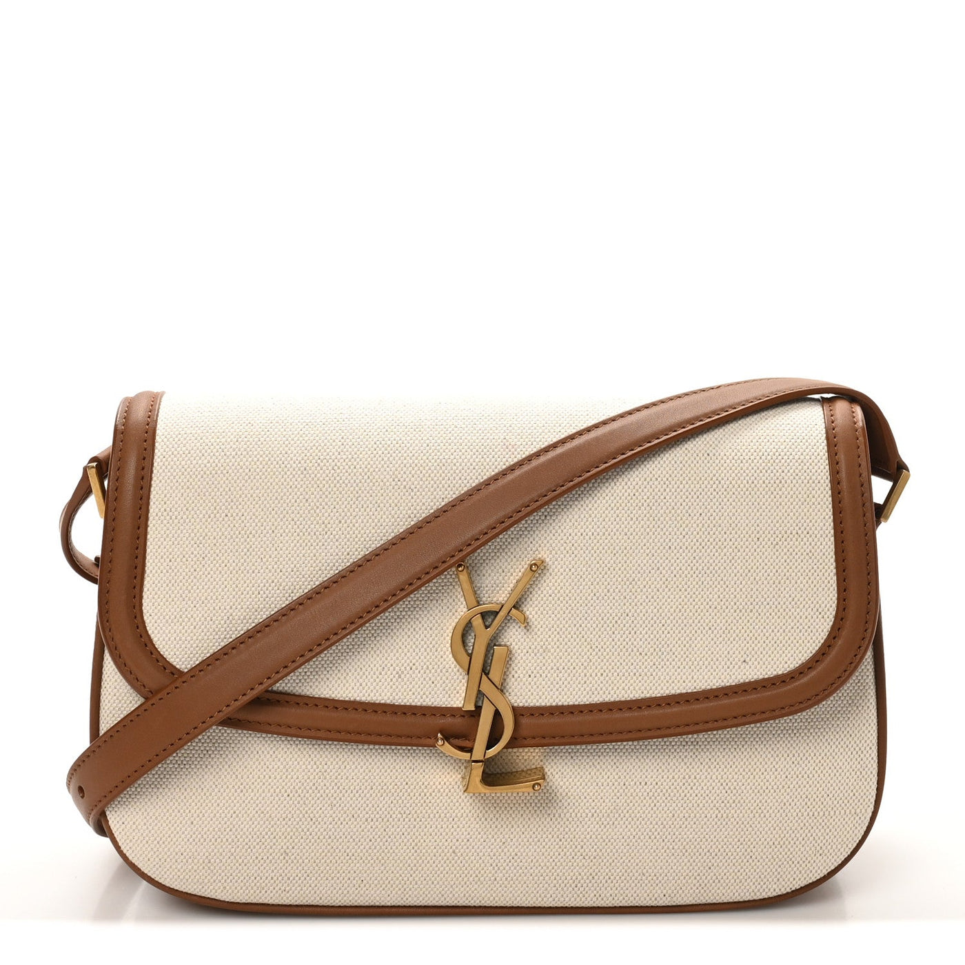 Saint Laurent Small Solferino Satchel Greggio Brick Linen Calfskin