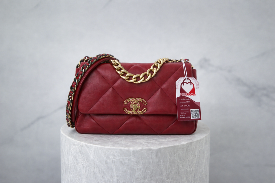 Chanel 19 Flap Bag Medium Red Goatskin