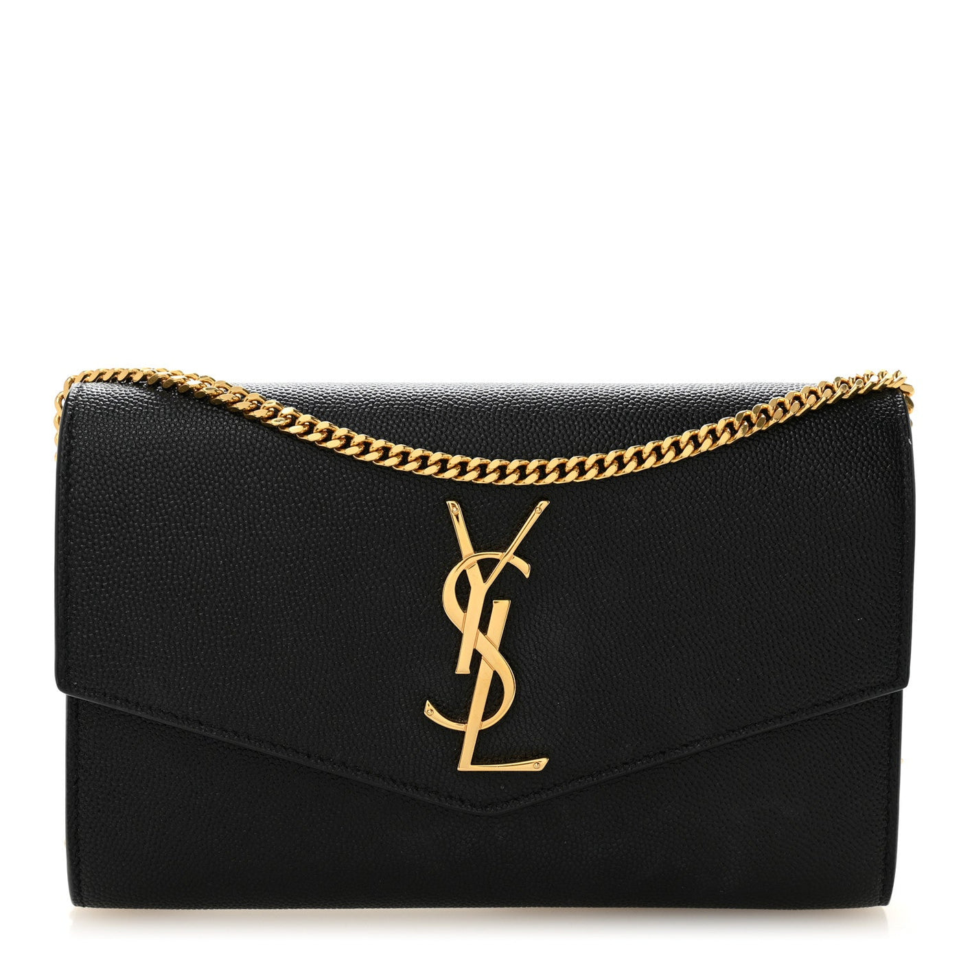 Saint Laurent Uptown Chain Wallet Black Grain de Poudre