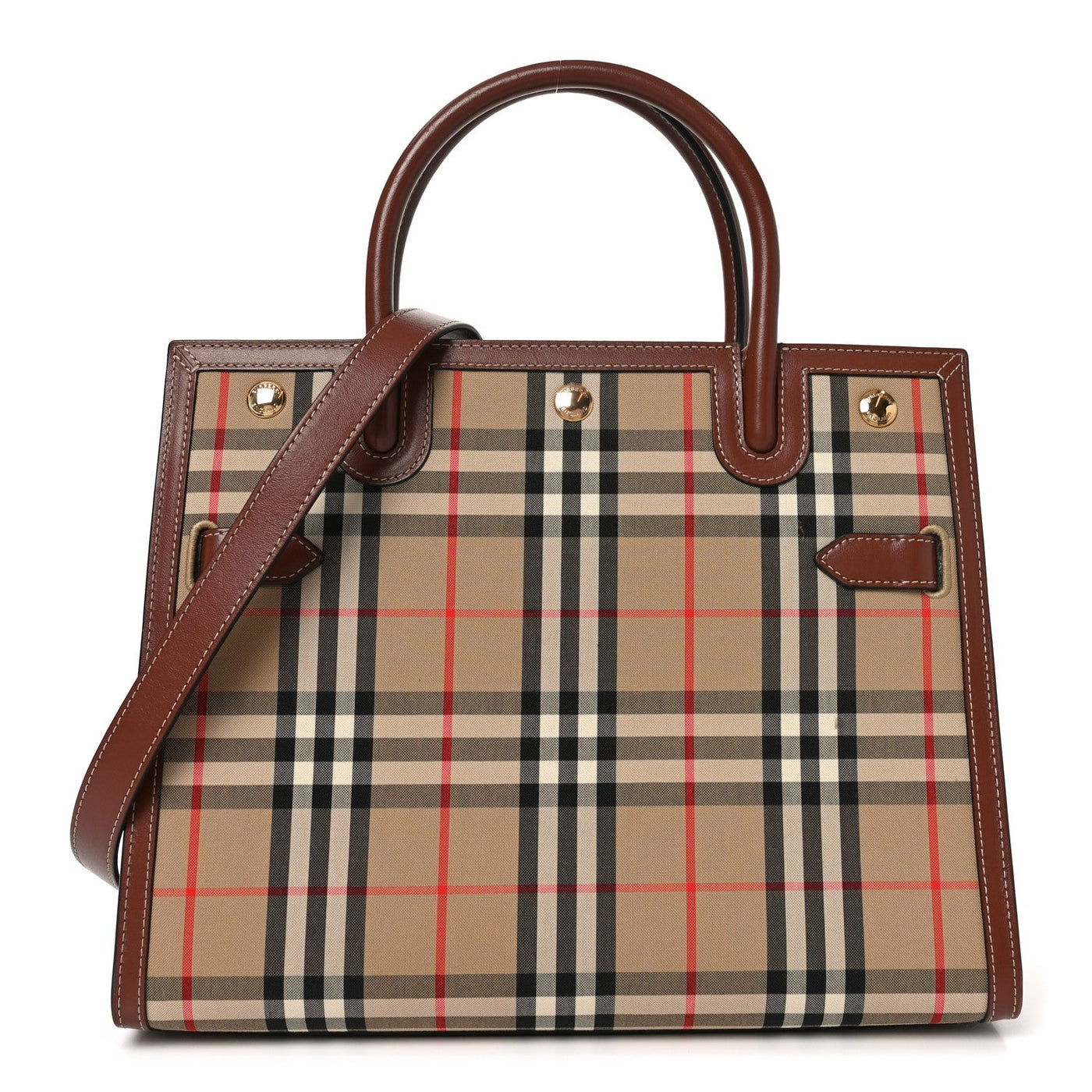 Burberry Title Bag Archive Beige Vintage Check Calfskin