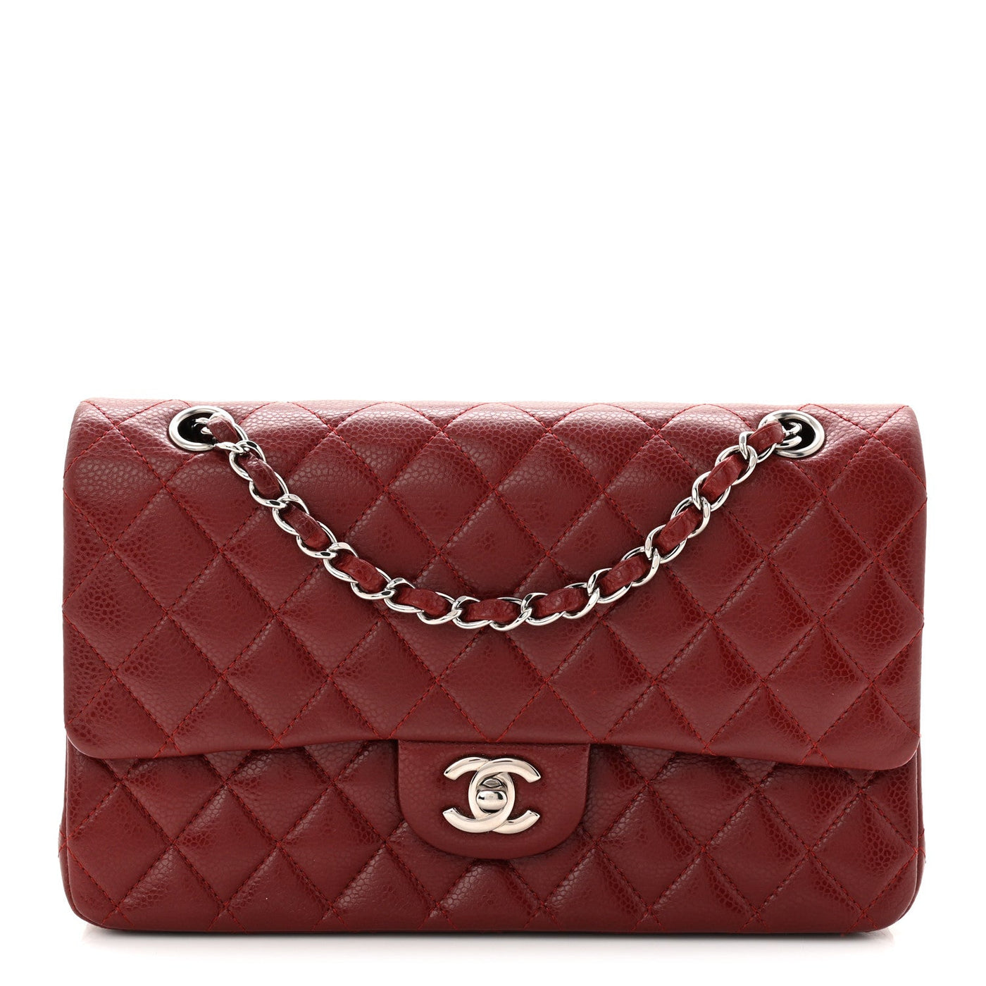 Chanel Double Flap Bag Medium Burgundy Caviar