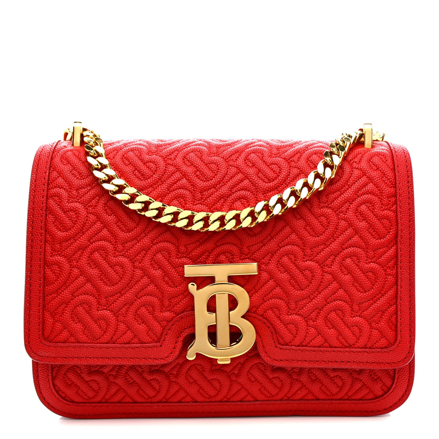 Burberry Small TB Chain Bag Bright Red Grainy Calfskin