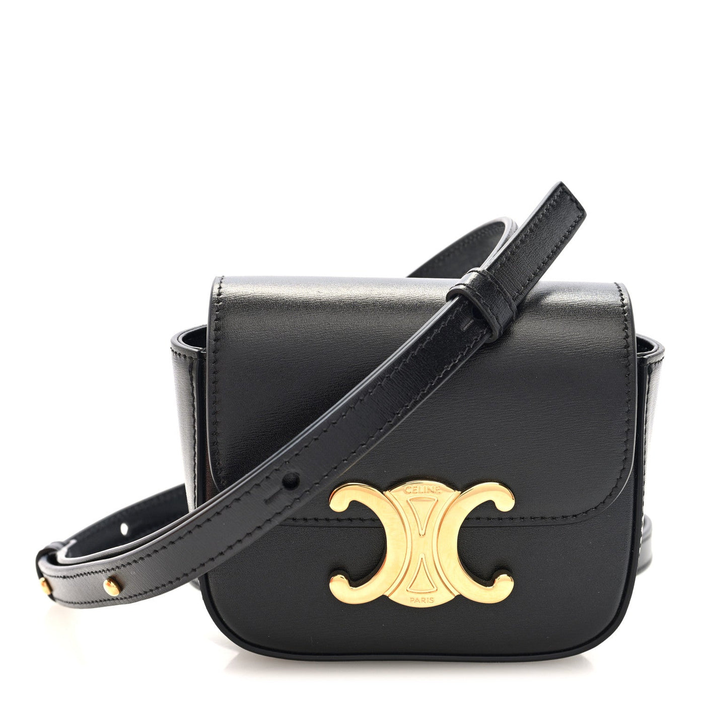 Celine Mini Triomphe Black Shiny Calfskin