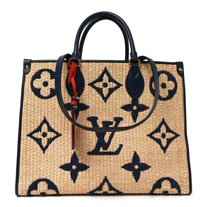 Louis Vuitton Onthego MM Blue Raffia Monogram Giant – PRELOOV