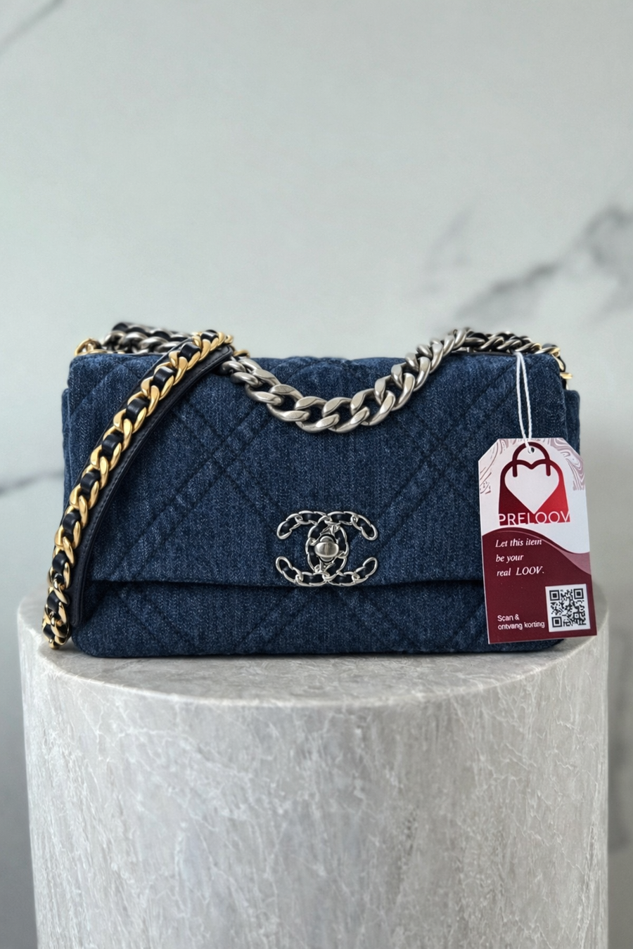 Chanel 19 Flap Blue Denim Quilted Medium