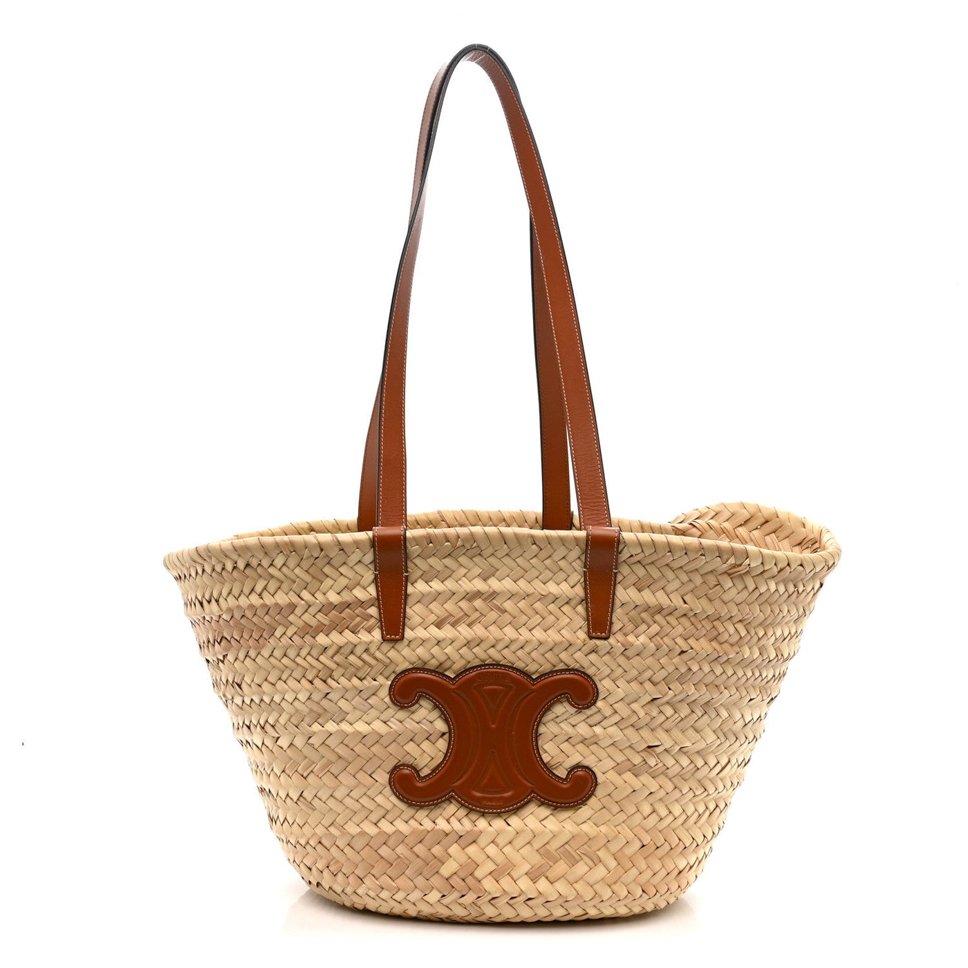 Celine Medium Panier Tan Raffia Calfskin Triomphe