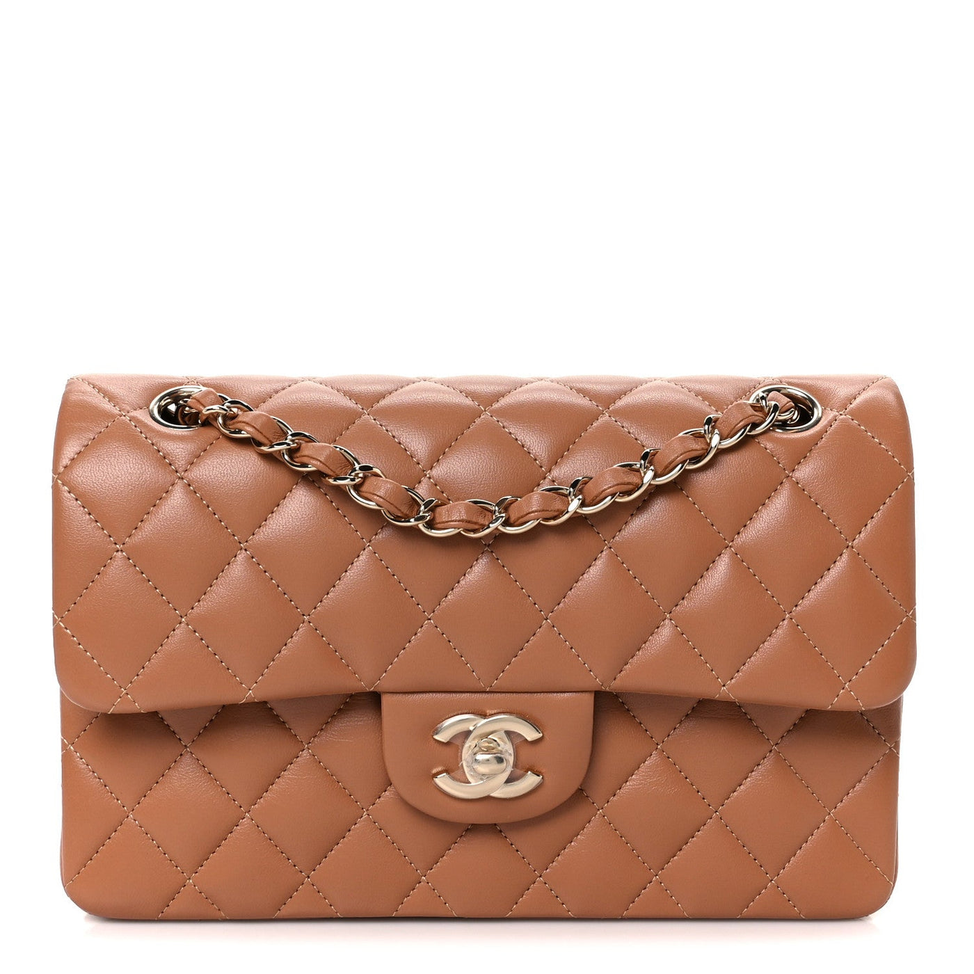 Chanel Double Flap Bag Small Brown Lambskin