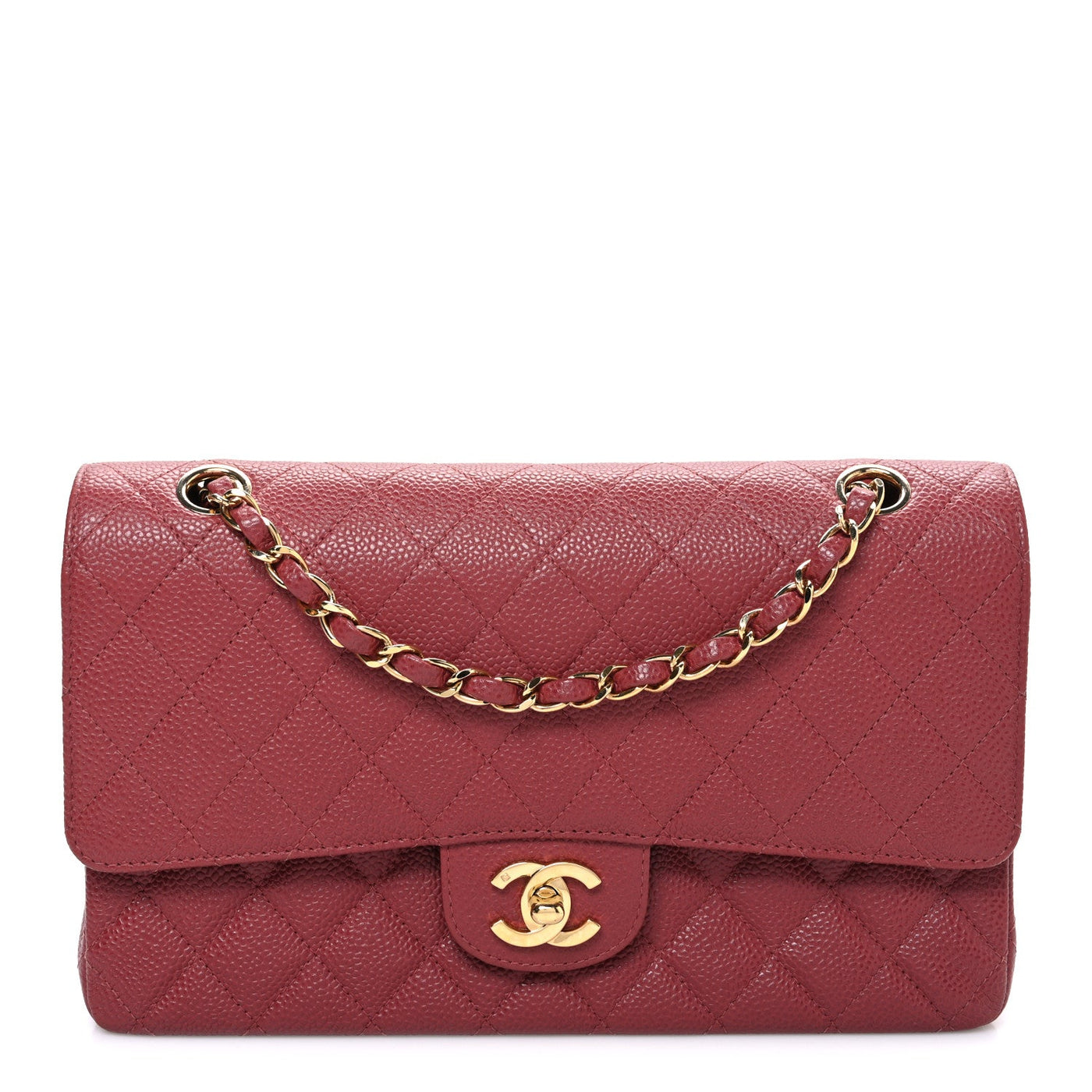 Chanel Double Flap Bag Medium Dark Pink Caviar